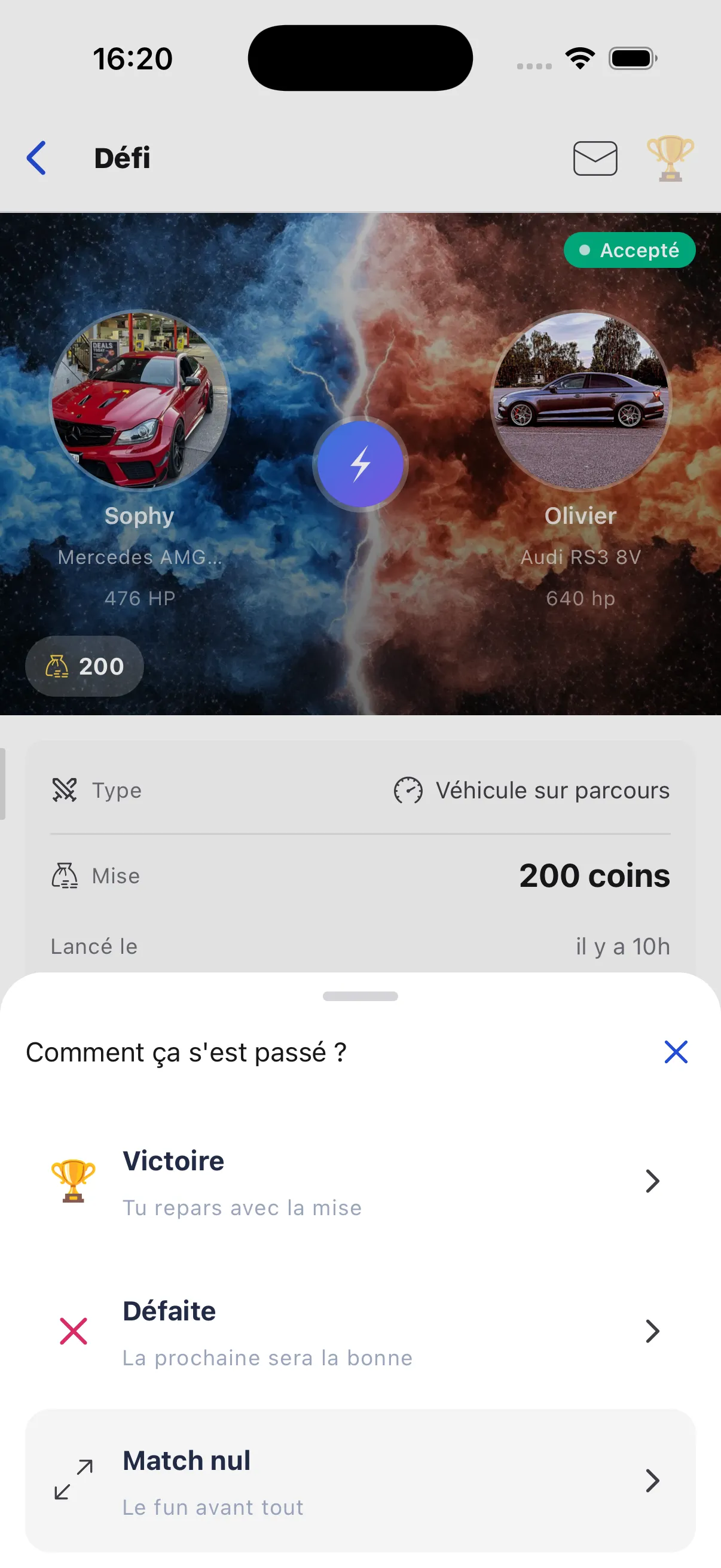 Duel result